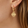 Ribbed Clover Drop Hoop Earrings
