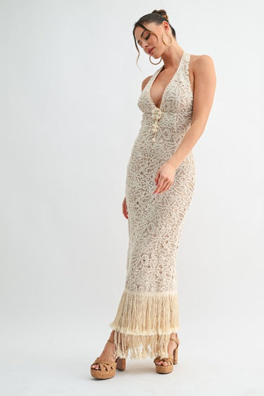Seashell Muse Sculpted Maxi Dress - Natural | Maxi Dress