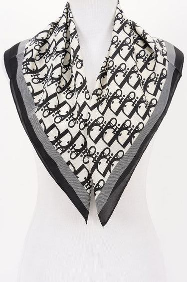 Signature Print Luxe Bandana - Navy Square Scarf