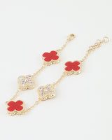 Cubic Zirconia Marble Stone Clover Charm Bracelet | Palazzo Couture
