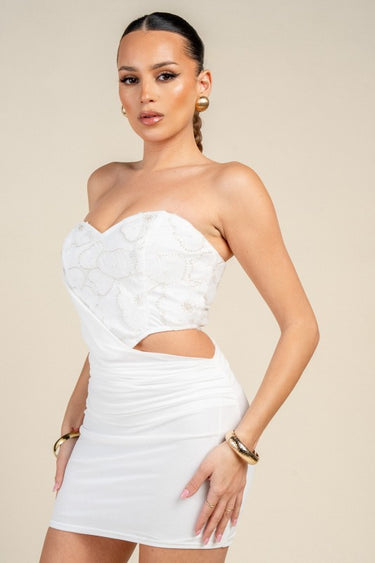 Blossom Lace Corset Mini Dress - White | Women's Mini Dress