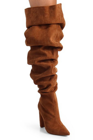 Suede over the knee boots – chestnut tall boots for fall/winter wardrobe