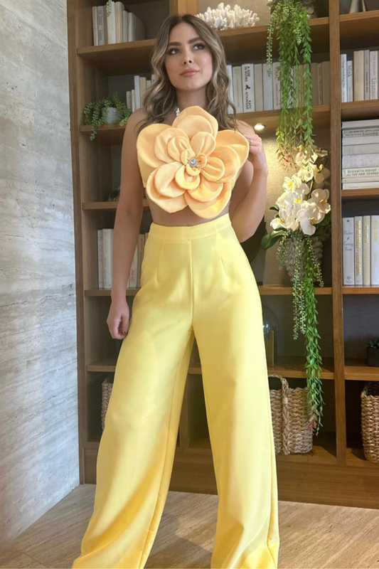 Divine Flower Pant Set (Yellow)as