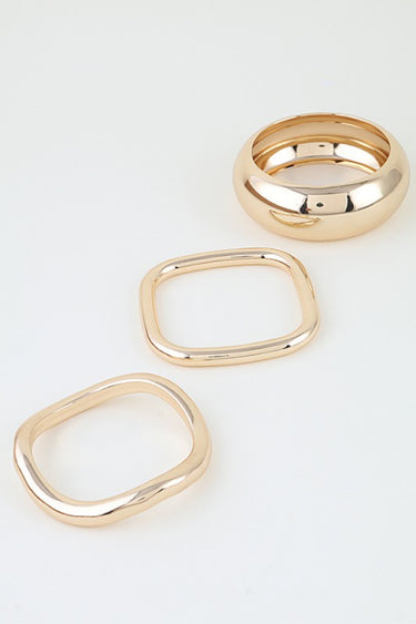 Modern Polished Ripple Bangle Bracelet Set
