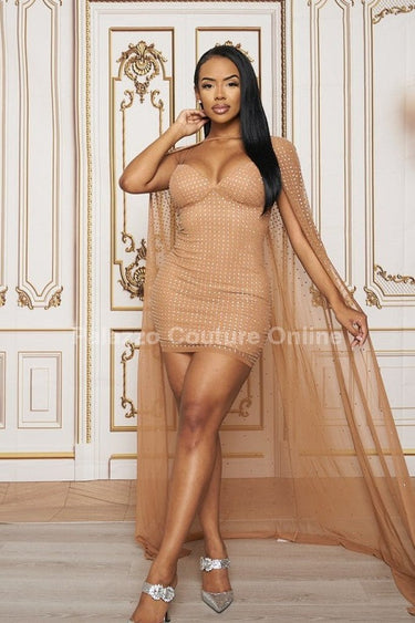 2 Pcs Dress And Duster Set (Mocha) - Palazzo Couture Online