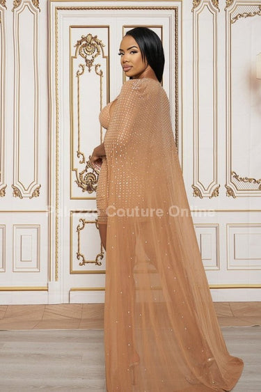 2 Pcs Dress And Duster Set (Mocha) - Palazzo Couture Online