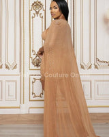 2 Pcs Dress And Duster Set (Mocha) side view highlighting short hemline