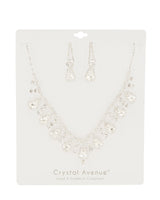 2 PCS Rhinestone Teardrop Linked Earring Necklace Set - Palazzo Couture Online