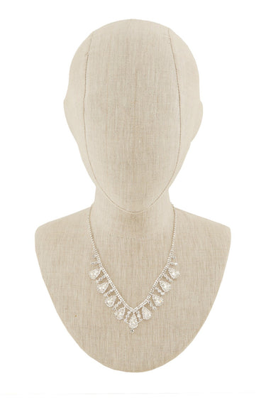 2 PCS Rhinestone Teardrop Linked Earring Necklace Set - Palazzo Couture Online