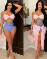 2pcs Oceanic Glamour Swimsuit Set (Pink) - view 3