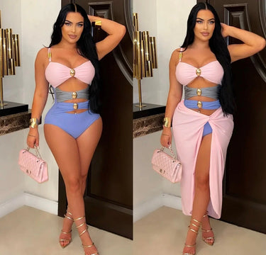 2pcs Oceanic Glamour Swimsuit Set (Pink) - view 3