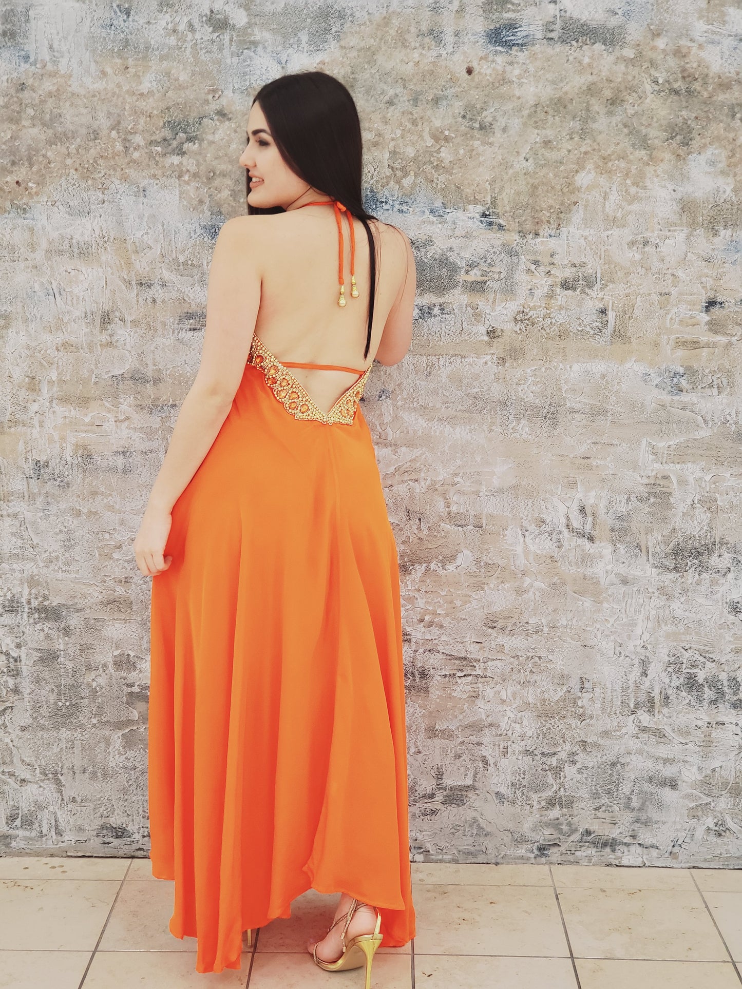 Private Oasis Maxi Dress (Orange )