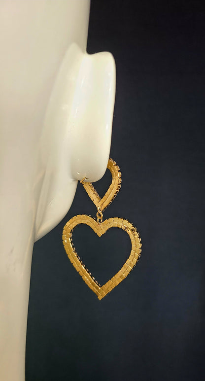 Bilove Earring Hanging Hearts (Gold)