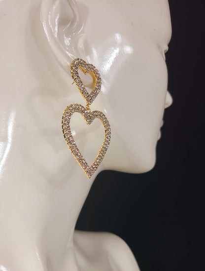 Bilove Earring Hanging Hearts (Gold)