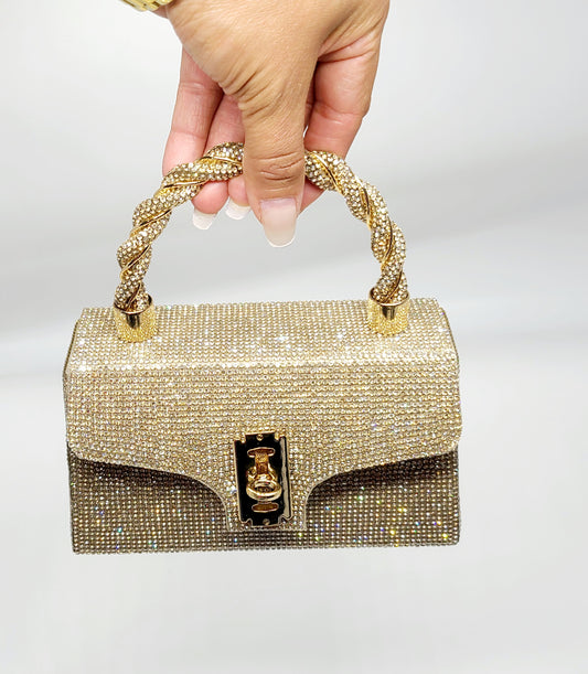 Twist Glam Rhinestones Clutch (Gold)