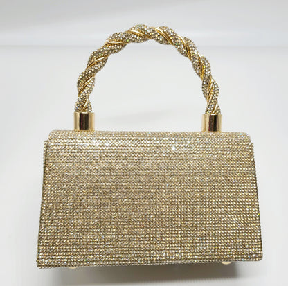 Twist Glam Rhinestones Clutch (Gold)