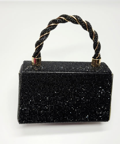 Twist Glam Rhinestones Clutch (Black)