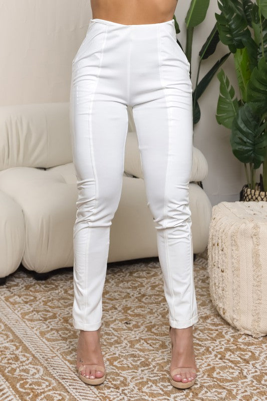 Victoria Faux Leather Leggings (White)