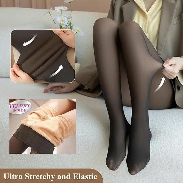 Cozy Comfort Fleece-Lined Thick Tights (Black)