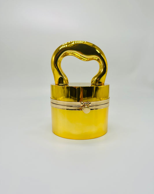 Luxe Metallic Gem Box Clutch (Gold)