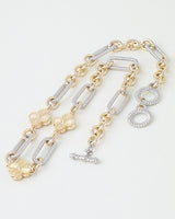 Cubic Zirconia Two-Tone Clover Chain Necklace