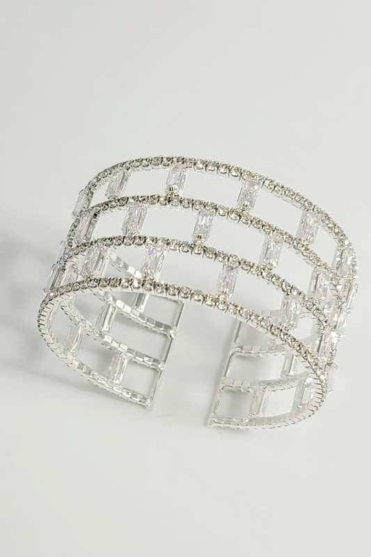 Luminous Lattice Cuff Bracelet (Silver)