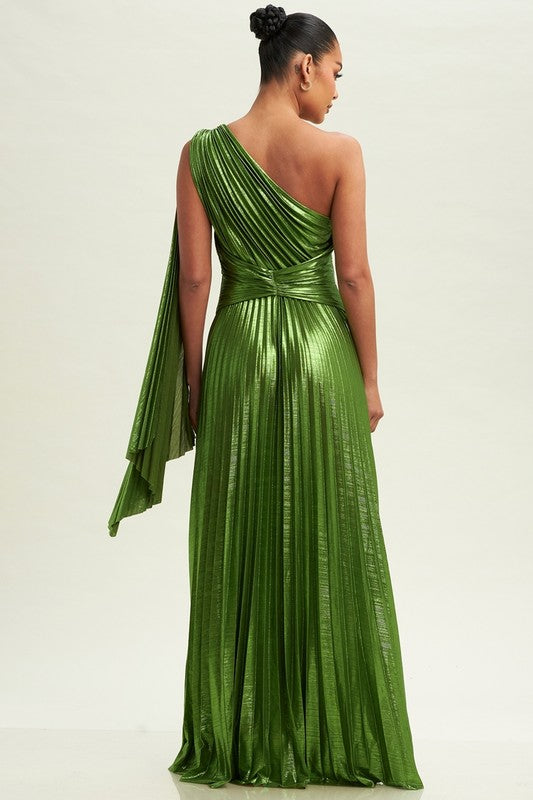 Made For Me Metallic Maxi Dress (Green)