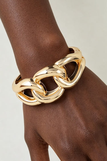 Chunky Polished Curb Chain Cuff Bracelet