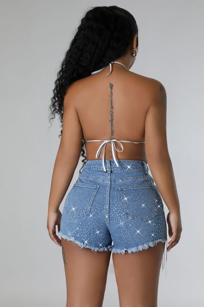 Silverfall Strappy Shorts (Mid Blue)