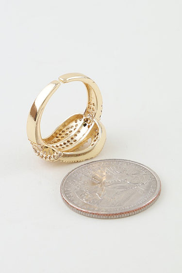 Bejeweled Buckle Statement Ring - Gold Clear