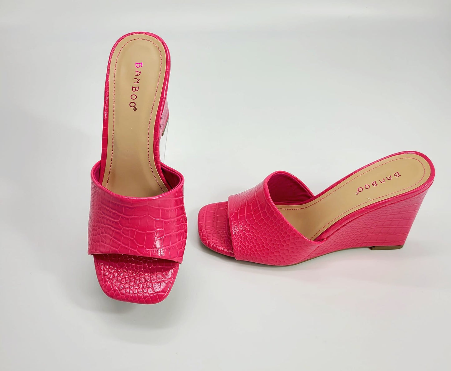 Dolce Vita Platform Heels Slide Sandals (Hot Pink)