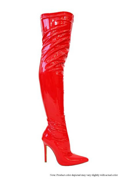 Gisele Pointed Toe Over The Knee Boots (Red)