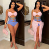 2pcs Oceanic Glamour Swimsuit Set (Pink) - Palazzo Couture Online