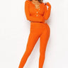 3 Pcs Cable Knit Legging Pant Set (Orange) front view showing complete two piece pant set
