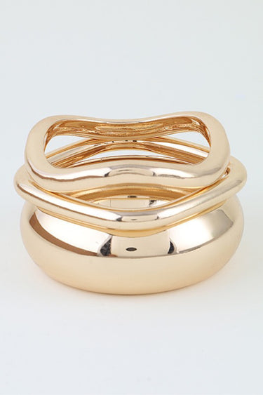 Modern Polished Ripple Bangle Bracelet Set
