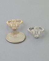 Multi Crystal Clover Statement Ring