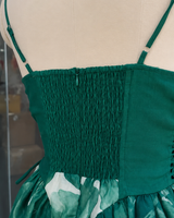 Emerald Garden Lace-Up Midi Dress | Green Floral Corset Dress