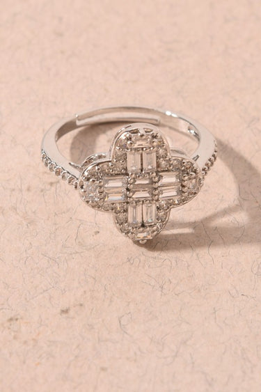 Multi Crystal Clover Statement Ring