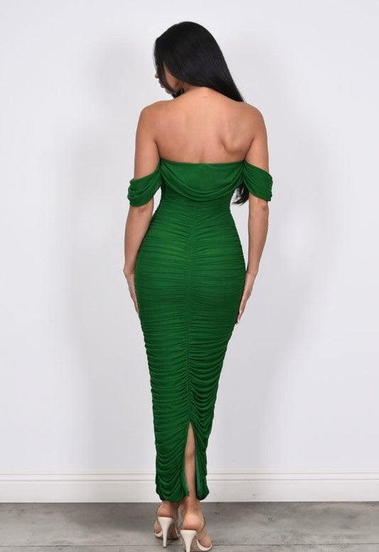 Enchanting Allure Ruched Gown (Green)