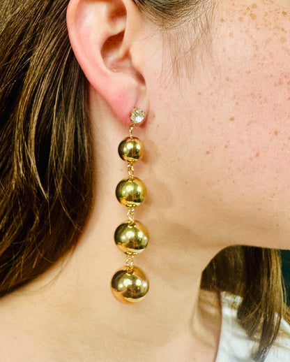 Golden Sphere Cascade Earrings (Gold)