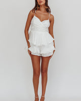 Luxe Lace Pearl Strap Romper - White | Women's