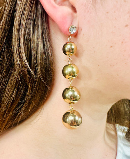 Golden Sphere Cascade Earrings (Gold)