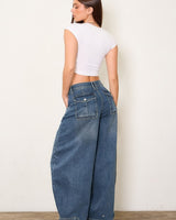 Memphis Girl Wide Leg Jeans with Elastic High Waist | Jeans