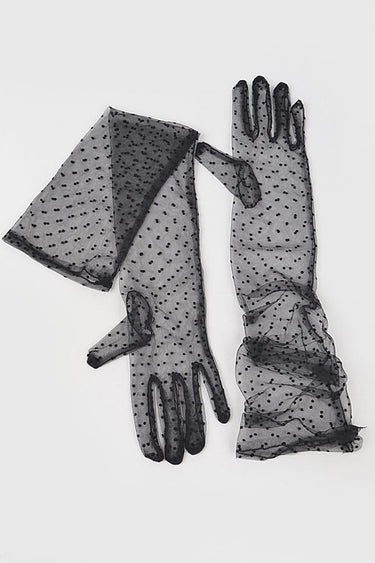 Sheer Polka Dot Opera Gloves