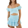 Blue Crop Top – Lola Soft Cotton Ruffle Style