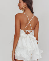 Luxe Lace Pearl Strap Romper - White | Women's