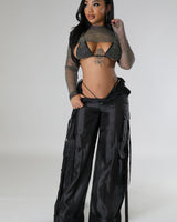 3pc Glisten And Shine Swim Set Black - Palazzo Couture Online