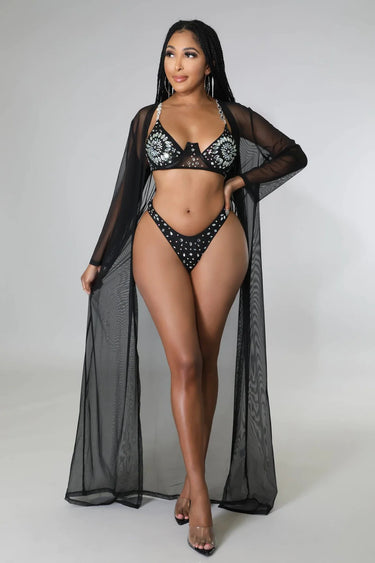 3pc Libra Babe Swim Set (Black) for women - bikini set by Palazzo Couture