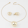 Gold teardrop necklace set full view with chain, extender and earrings