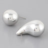 Silver shiny teardrop dome stud earrings, pair view